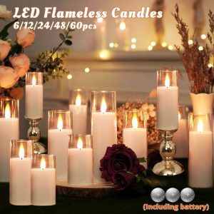 6–60PCS Acrylic Glass LED Flameless Candles