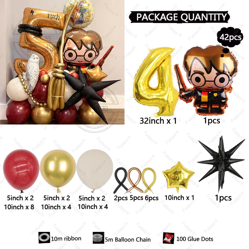 42PCS Harry Potter Magic Broom Party Balloon Column Set - Image 9