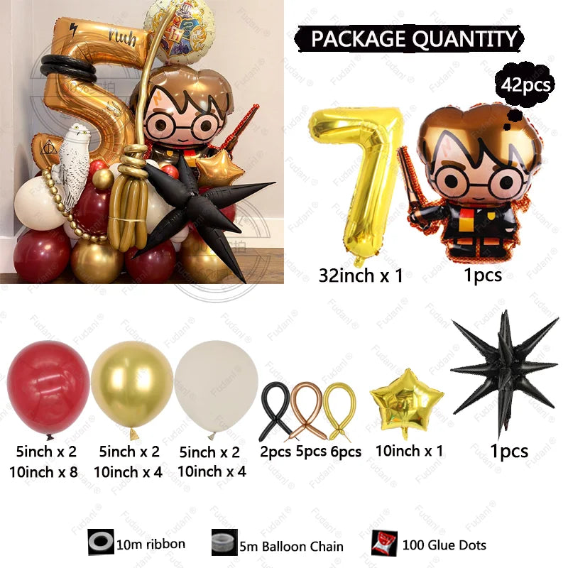 42PCS Harry Potter Magic Broom Party Balloon Column Set - Image 2
